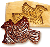 подарочный пряник в форме птички от компании Жаворонки и его резная форма