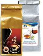 чай и кофе в пакетах с фирменной символикой