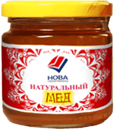 натуральный мед в круглой баночке с логотипом