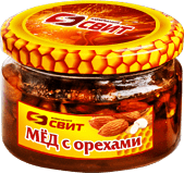 мед с орехами в баночке с лого