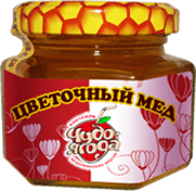 цветочный мед в многоугольной стеклянной банке