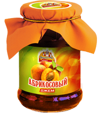 абрикосовый джем в стеклянной баночке с юбочкой