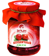 клубничный джем в стеклянной банке с логотипом