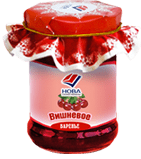 вишневое варенье в стеклянной баночке с юбочкой